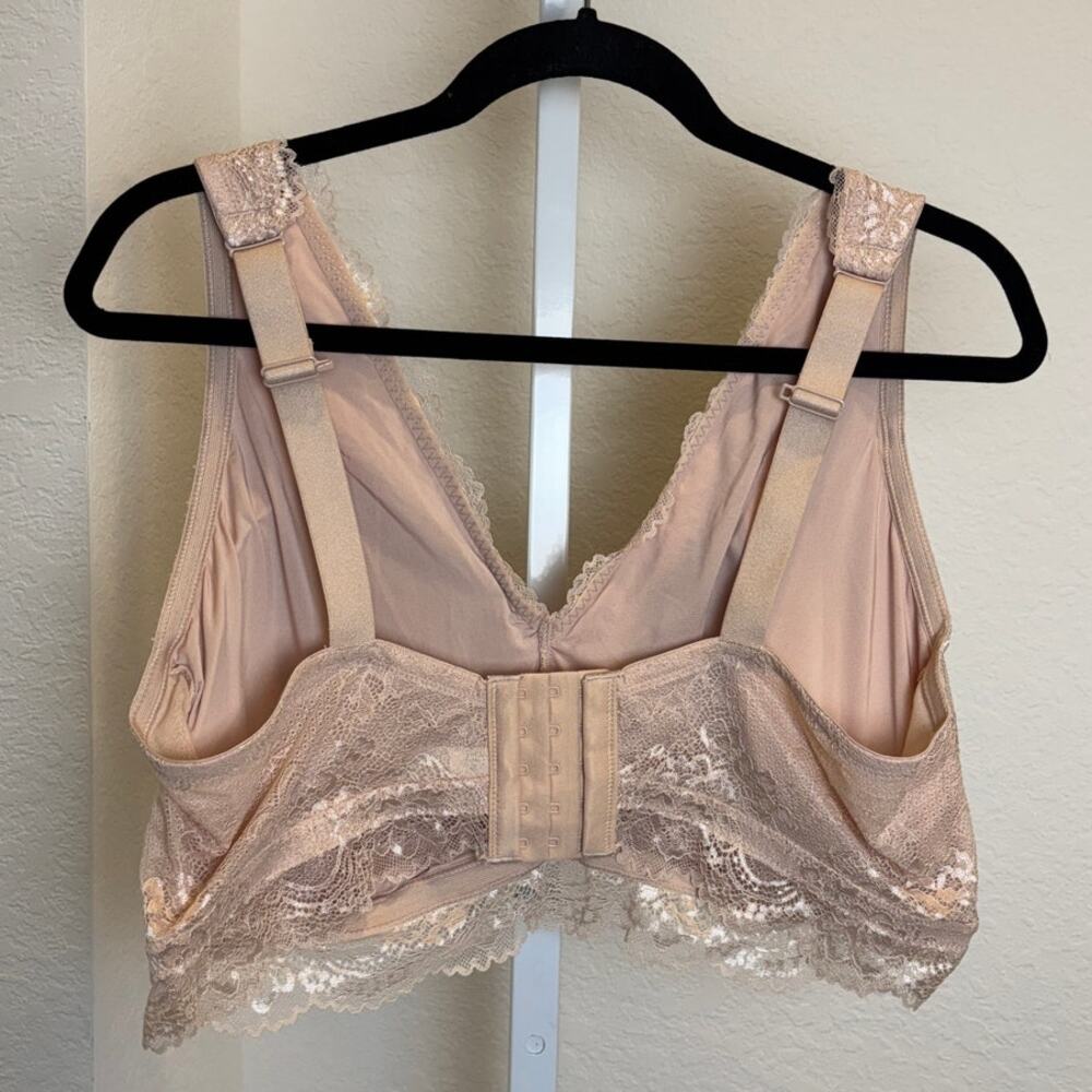 DREAMFIT Plus Size Full Coverage Wireless Lace Bralette Suntan Beige 3X New - Picture 7 of 7